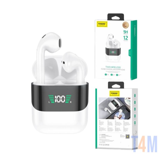 AUSCULTADORES BLUETOOTH SEM FIO FONENG BL112 COM DISPLAY DIGITAL BRANCO